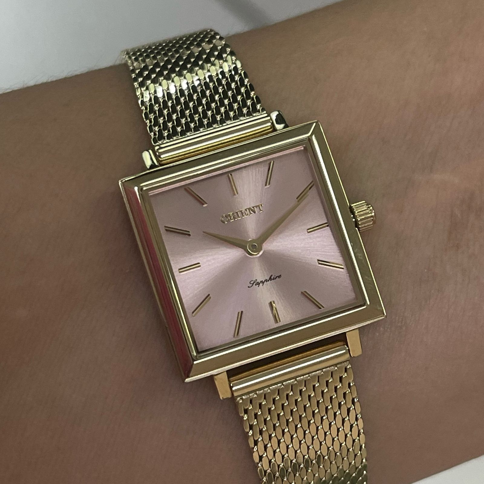 りお　0308 Orient Quartzo Mini Analógico Feminino LGSS0068-R1KX Rose Dourado