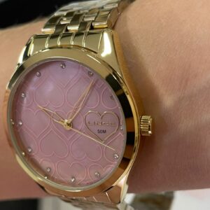 Lince Feminino Analogico Dourado LRGJ158L40 Madrepérola Rosa - Image 4
