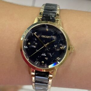 Orient Quartzo Eternal Feminino FTSS0141 Marmorizado Preto - Image 1