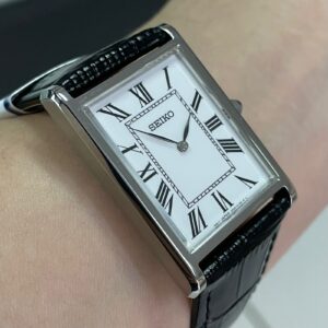 Seiko Tank Quartzo SWR106 Branco Couro - Imagem 3