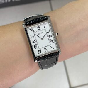 Seiko Tank Quartzo SWR106 Branco Couro - Imagem 4