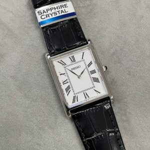 Seiko Tank Quartzo SWR106 Branco Couro - Imagem 6