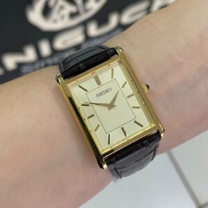 Seiko Tank Quartzo SWR106 Champanhe Couro - Image 4