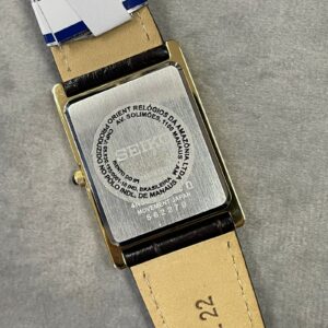 Seiko Tank Quartzo SWR106 Champanhe Couro - Image 6