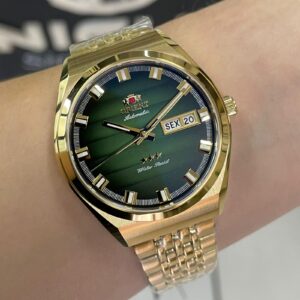 Orient Automatico 3 Estrelas Heritage YN6GG014 Verde Dourado - Imagem 4