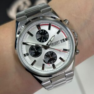 Orien Solartech Masculio Cronógrafo MBSC299 Branco Prata - Imagem 1