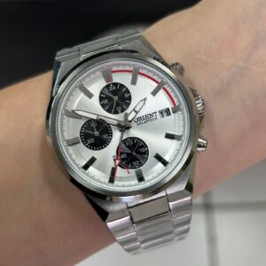 Orien Solartech Masculio Cronógrafo MBSC299 Branco Prata - Imagem 5