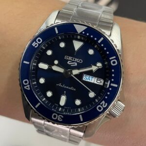 Seiko Automatico 5 Sports 38 mm SRPL77B1 Azul Prata - Imagem 1