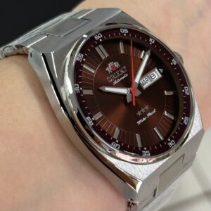 Orient Automático Três Estrelas 469SS087NH Marrom Prata - Imagem 2