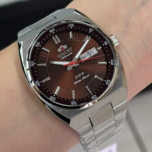 Orient Automático Três Estrelas 469SS087NH Marrom Prata - Imagem 1