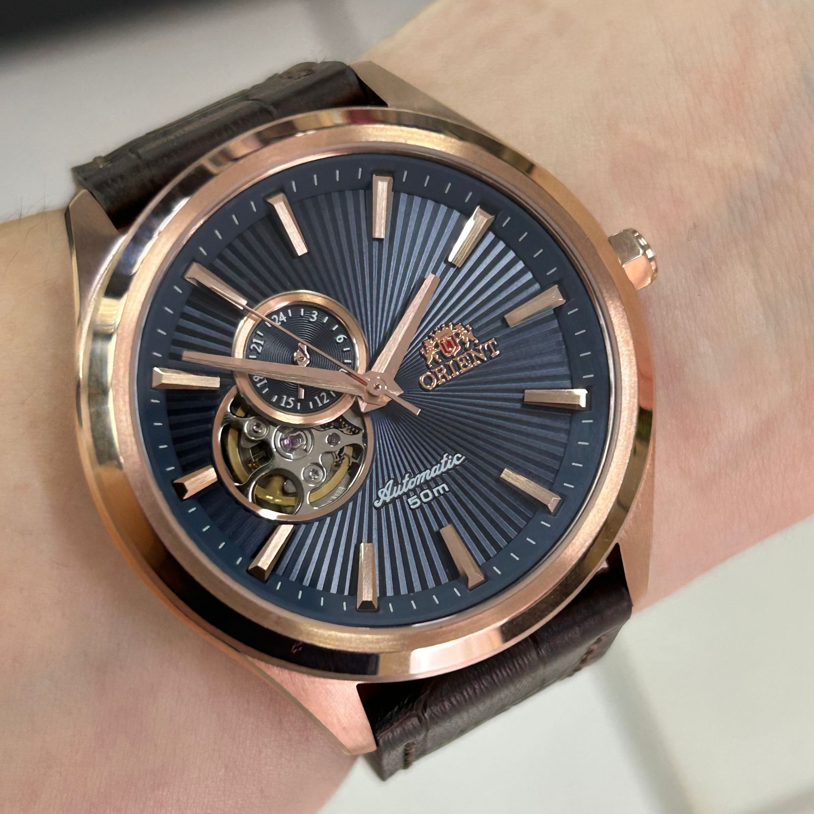 Orient Automático Open Heart NH3RC001 Rose Gold – Taniguchi Relógios