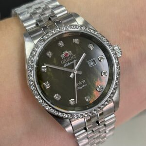 Orient 3 Estrelas Feminino aAutomatico ELEGANCE NH5SS001 Verde Prata - Imagem 5