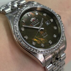 Orient 3 Estrelas Feminino aAutomatico ELEGANCE NH5SS001 Verde Prata - Imagem 3